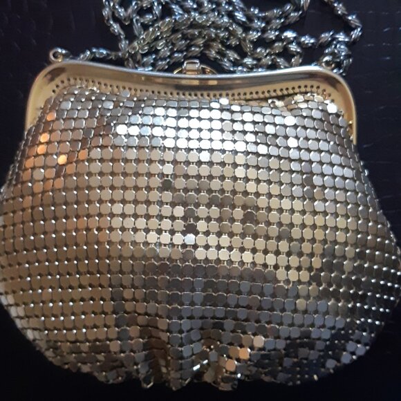 1950s Mesh Gold-tone Metal Evening Bag Rhinestone Clasp, Vintage - Picture 3 of 15